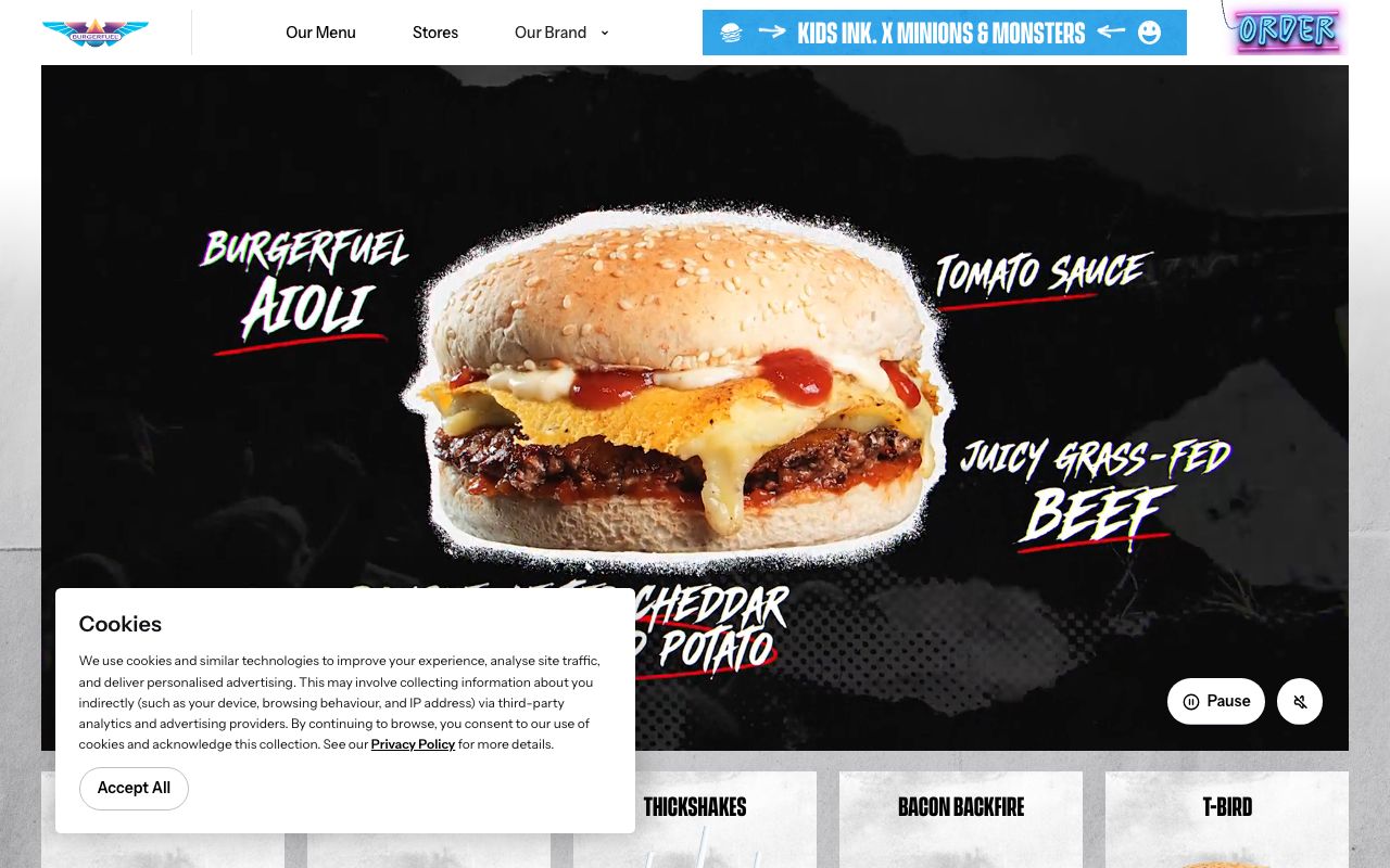 Preview of BurgerFuel's website