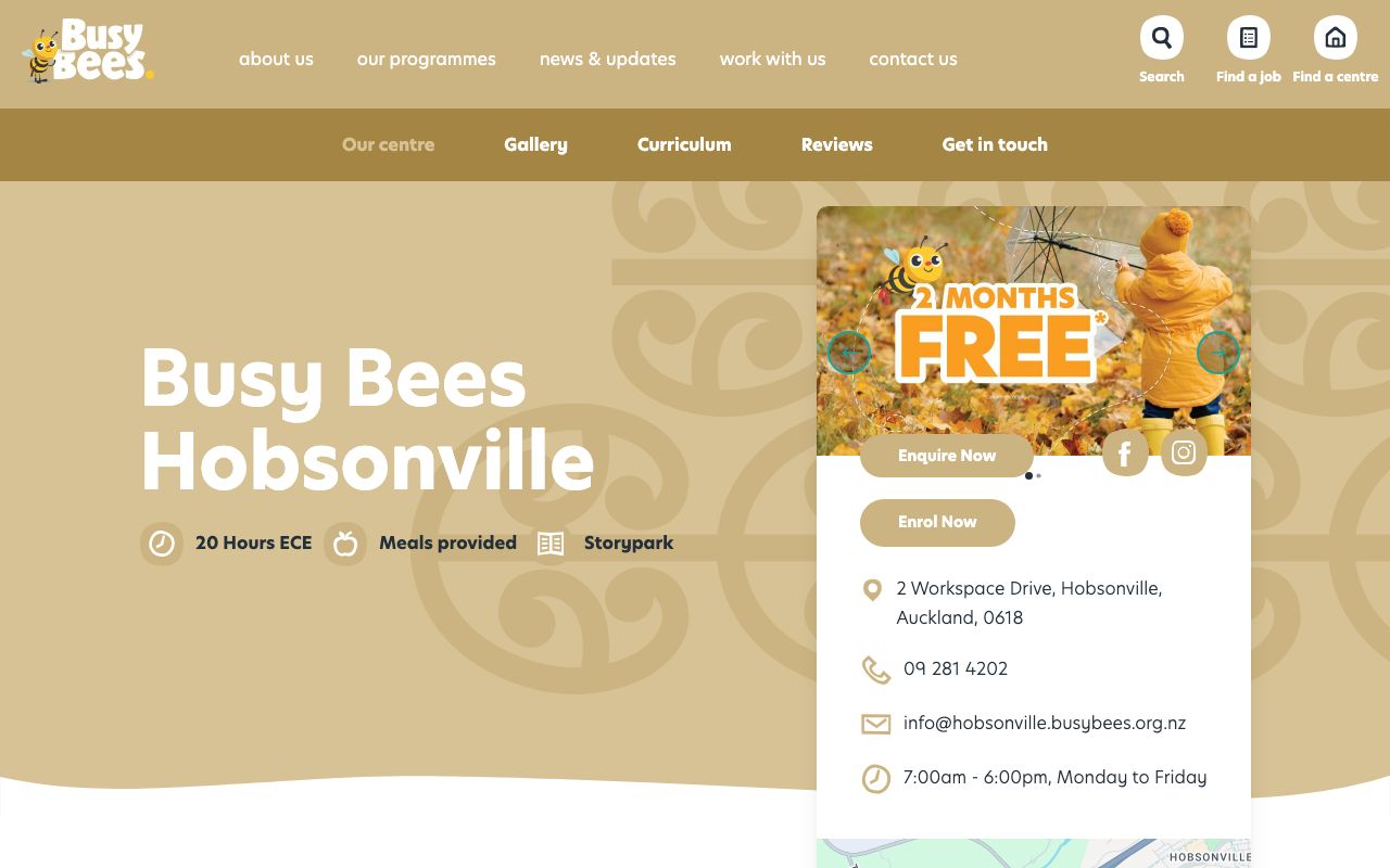 Preview of Busy Bees Hobsonville's website