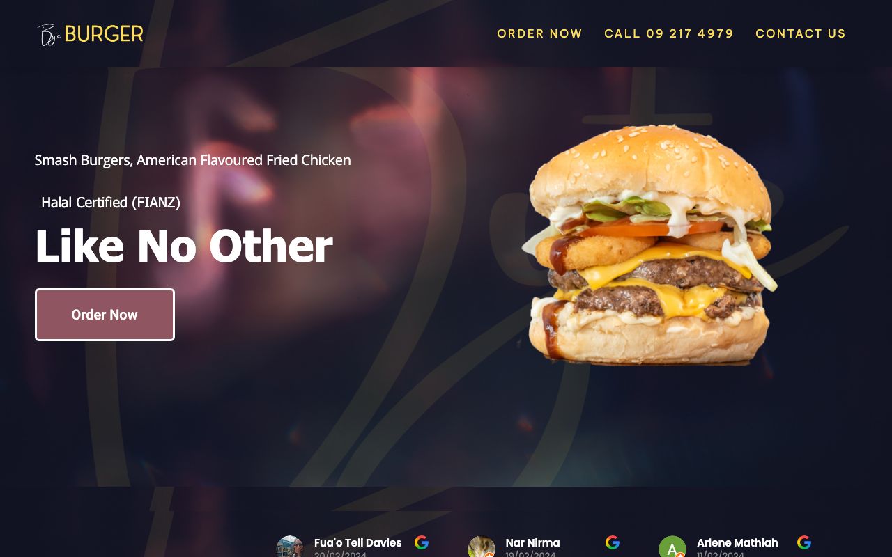 Preview of Byte Burger's website
