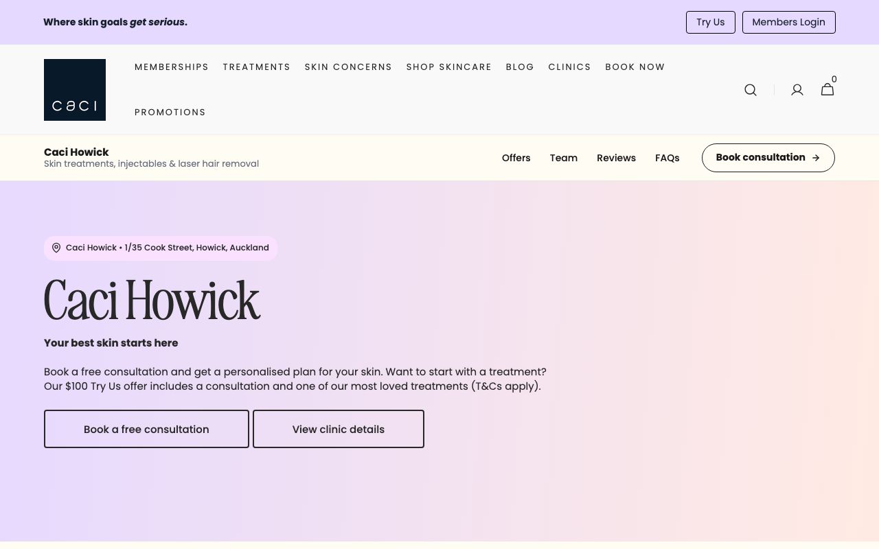 Preview of Caci Howick's website