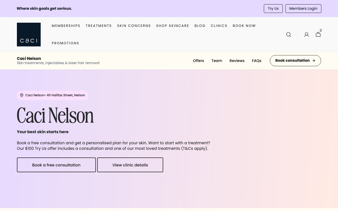 Preview of Caci's website