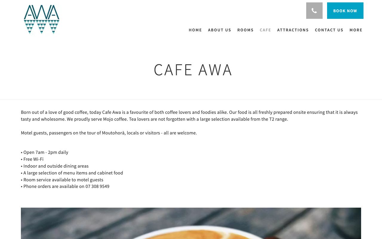 Preview of Cafe Awa's website