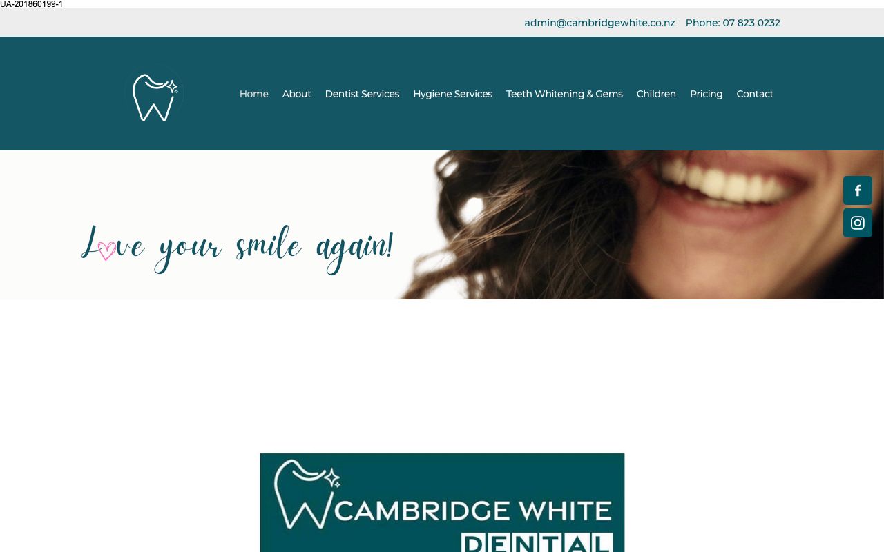 Preview of Cambridge White Dental's website