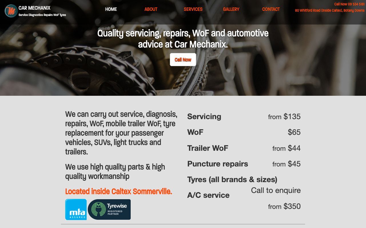 Preview of Car Mechanix's website