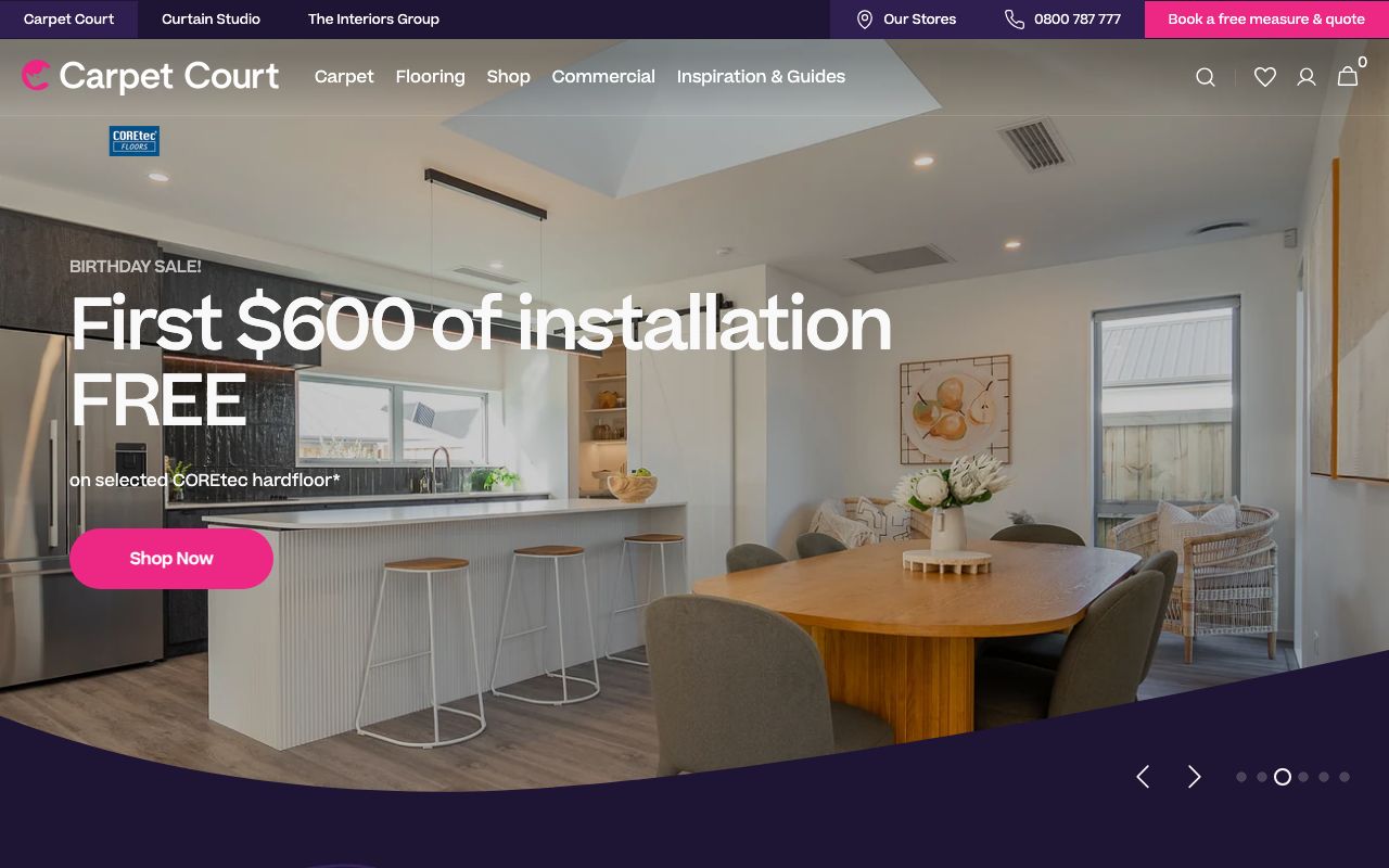 Preview of Carpet Court's website