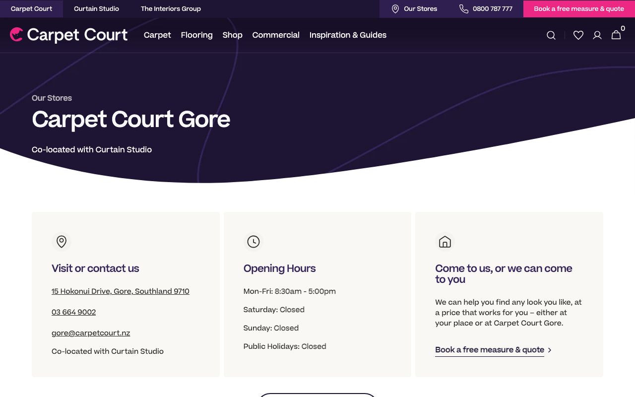 Preview of Carpet Court's website
