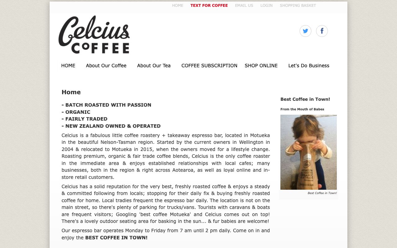Preview of Celcius Coffee Espresso Bar + Roastery's website