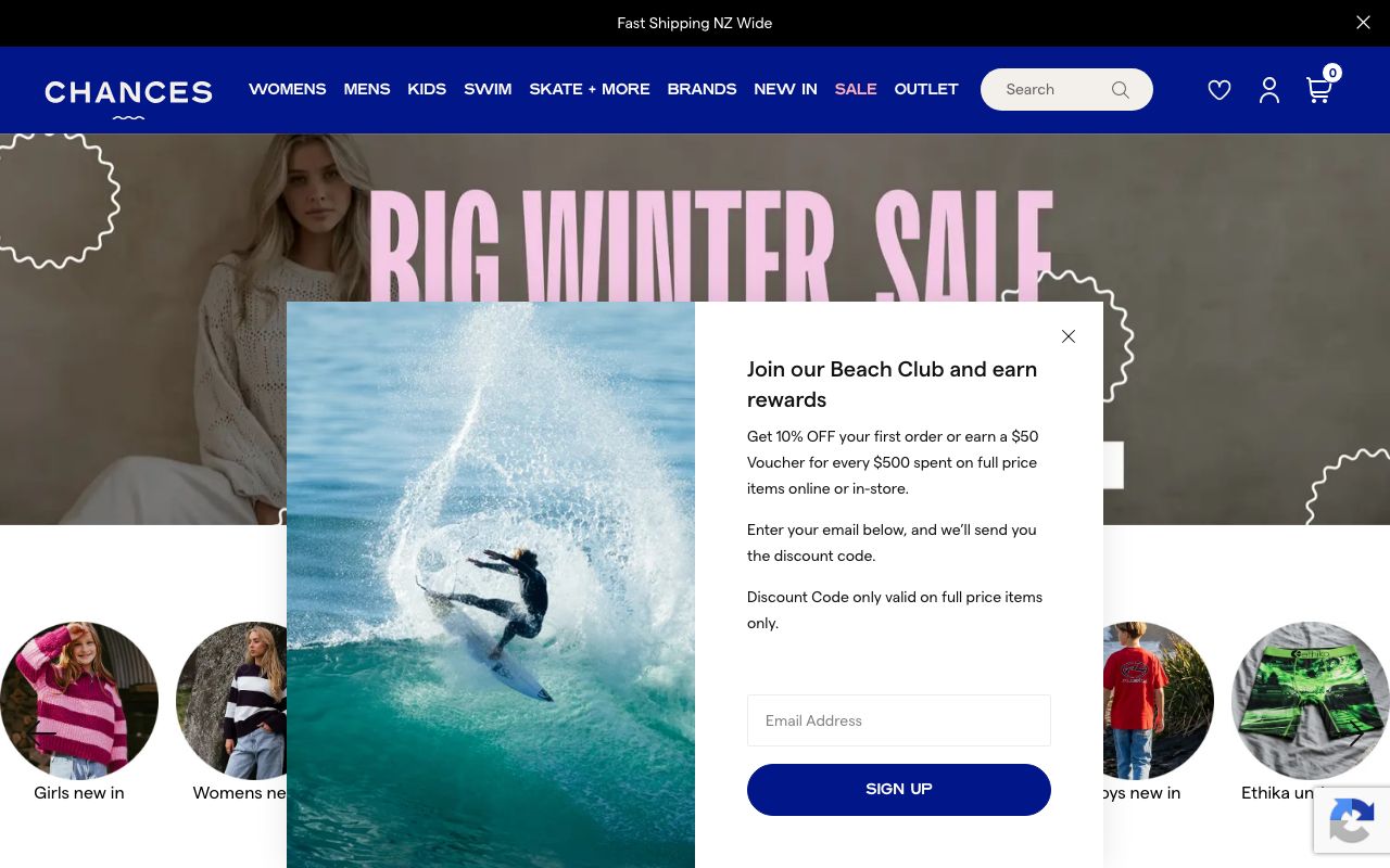 Preview of Chances's website