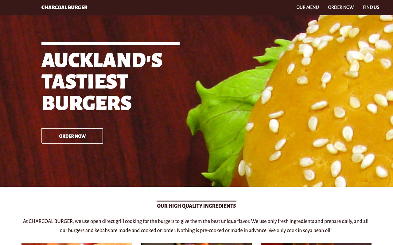 Preview of Charcoal Burger's website
