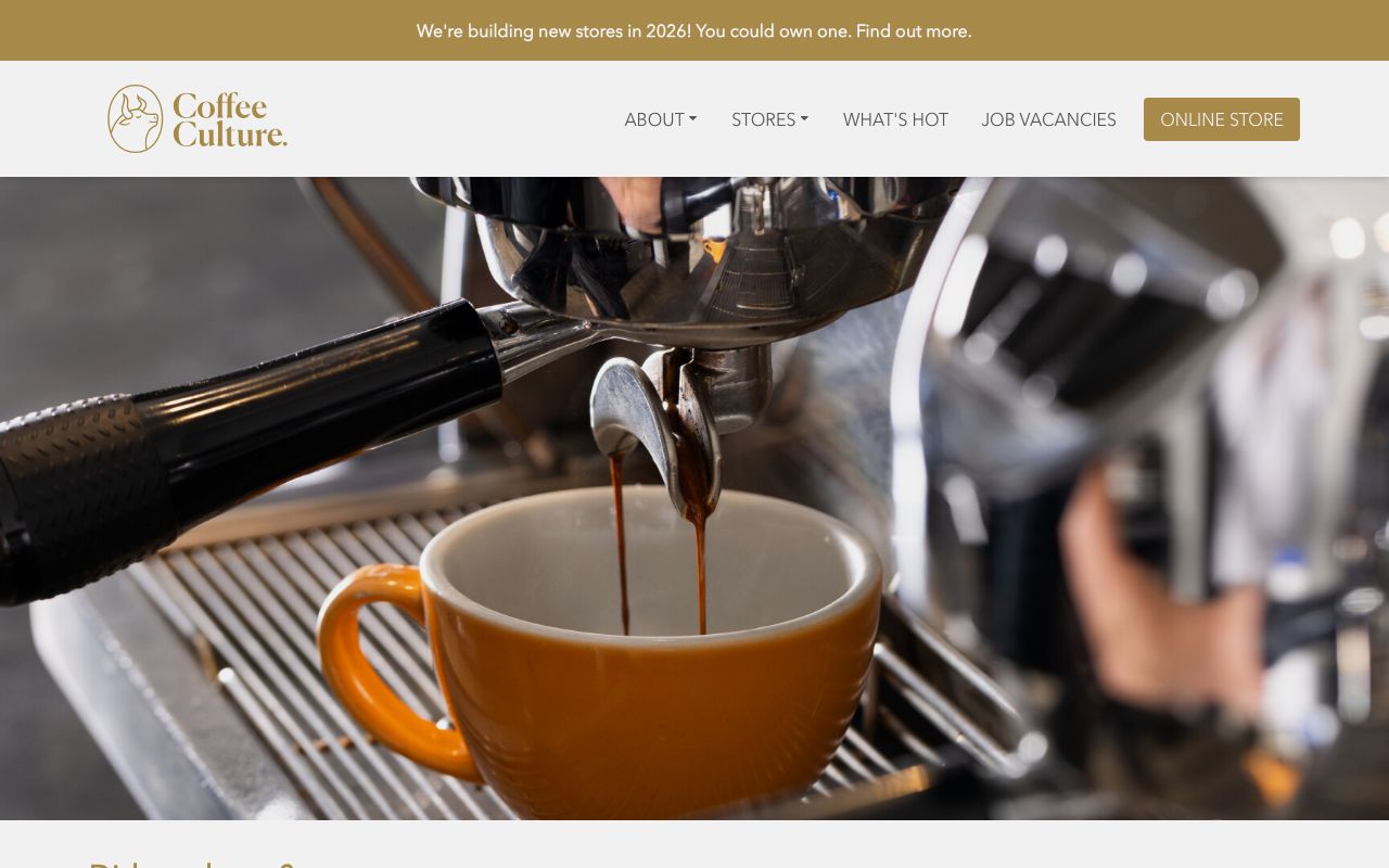 Preview of Coffee Culture's website