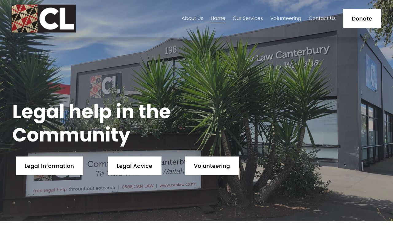 Preview of Community Law Canterbury's website
