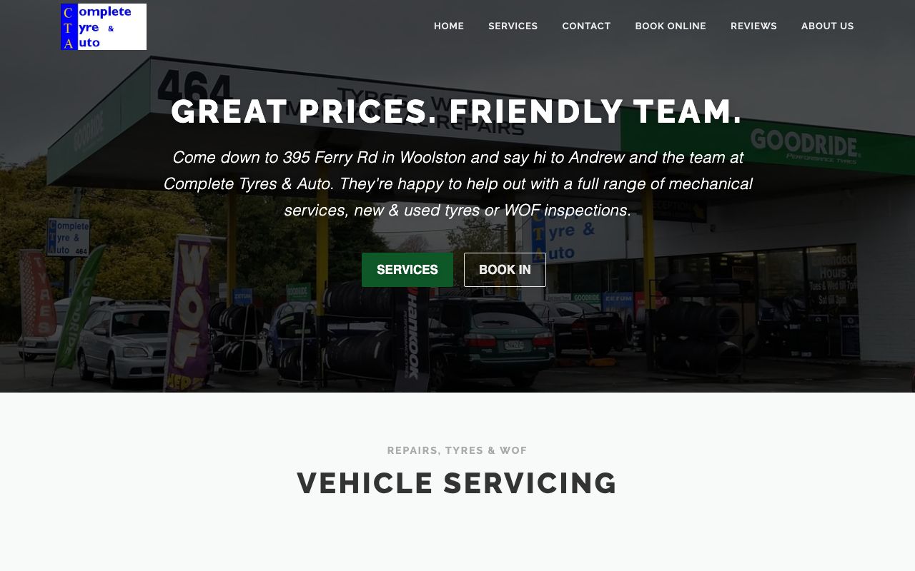 Preview of Complete Tyre & Auto's website