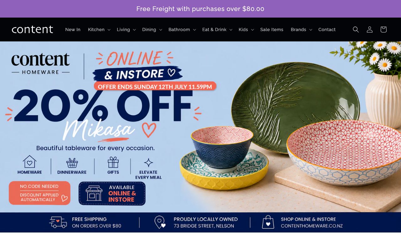 Preview of Content Homeware's website