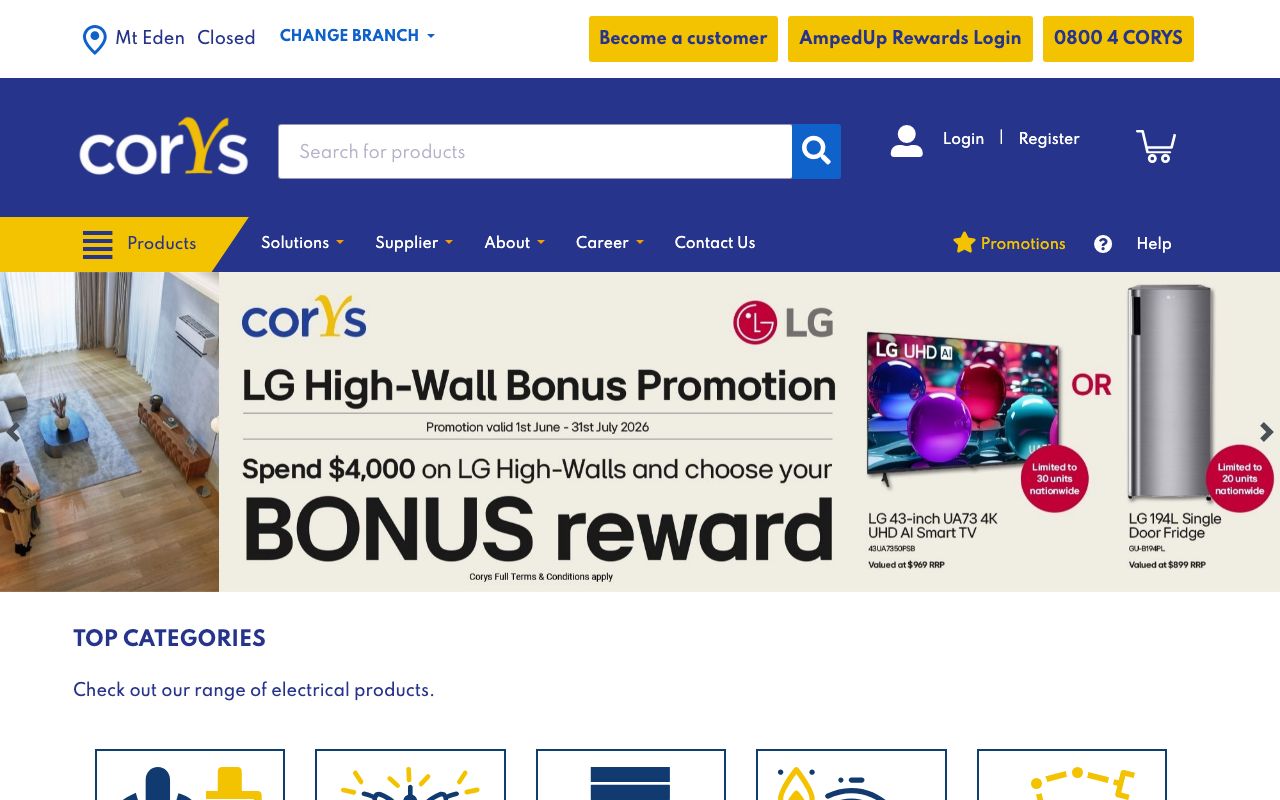 Preview of Corys Electrical's website