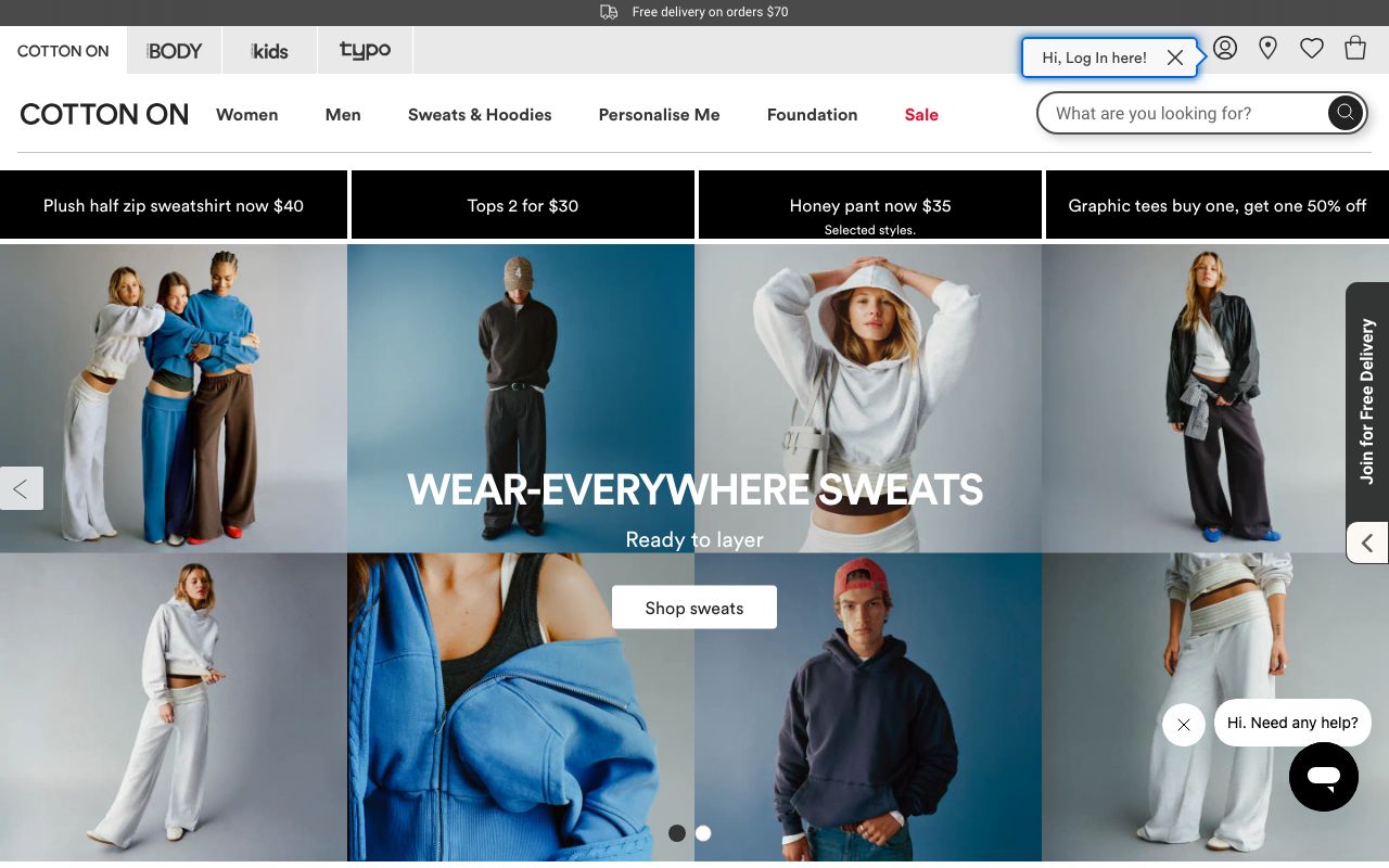 Preview of Cotton On's website