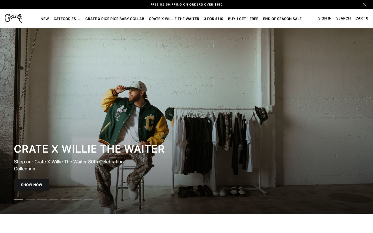 Preview of Crate Clothing's website