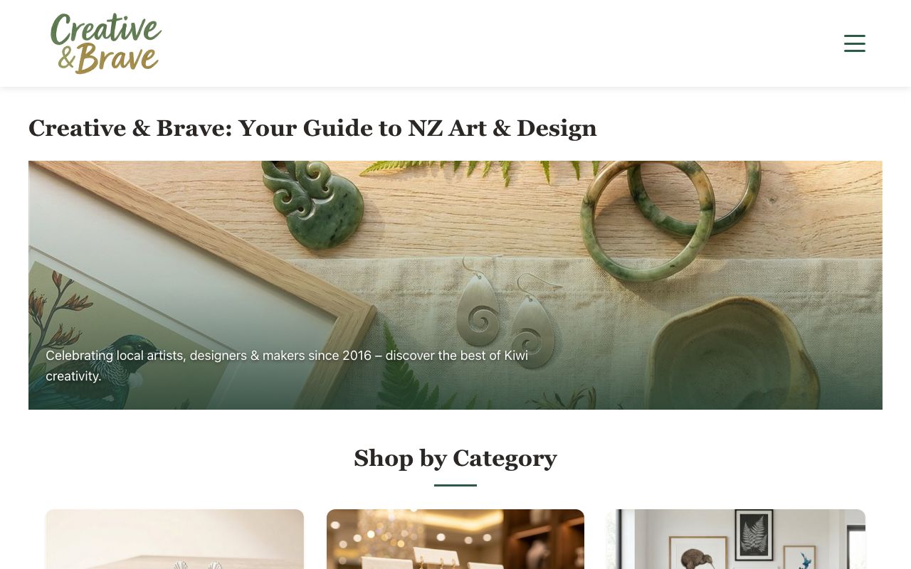 Preview of Creative and Brave's website