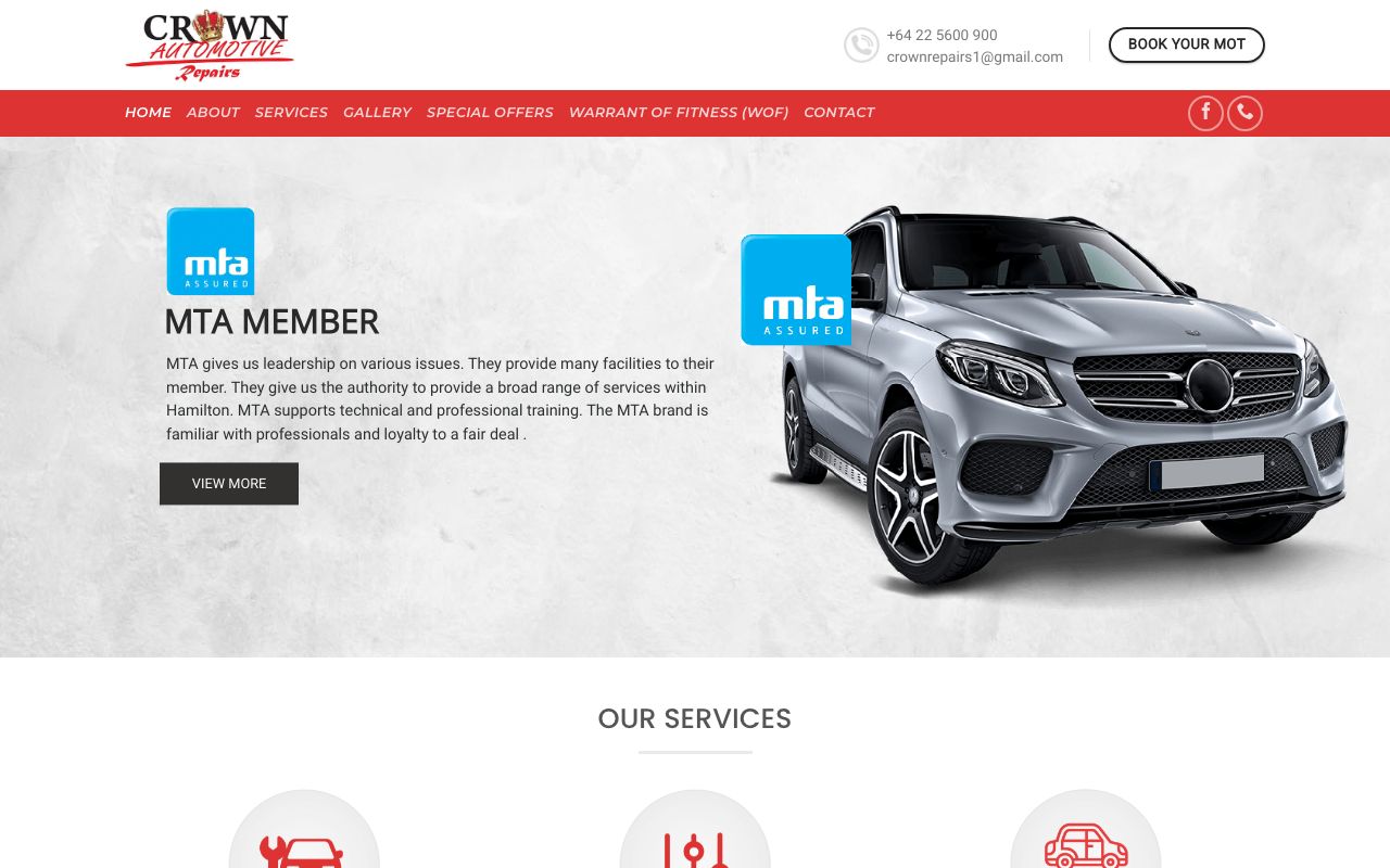 Preview of Crown Automotive's website