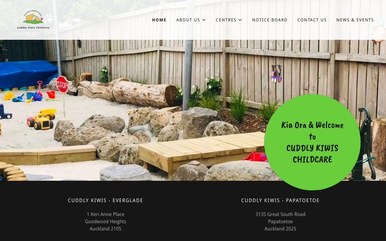 Preview of Cuddly Kiwis Childcare's website