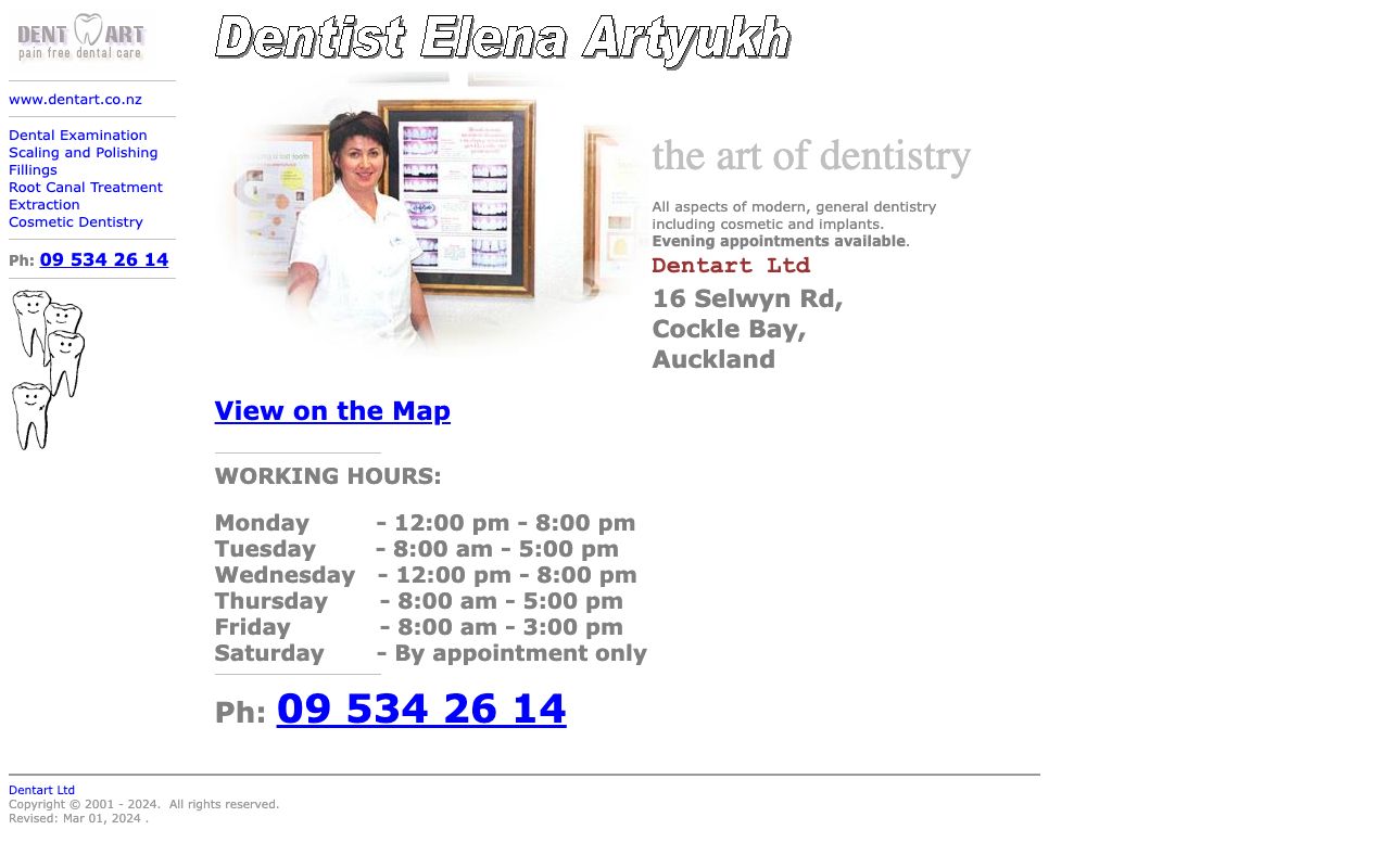 Preview of Dentart's website