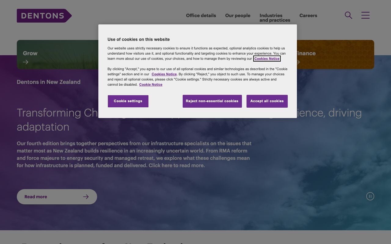 Preview of Dentons's website