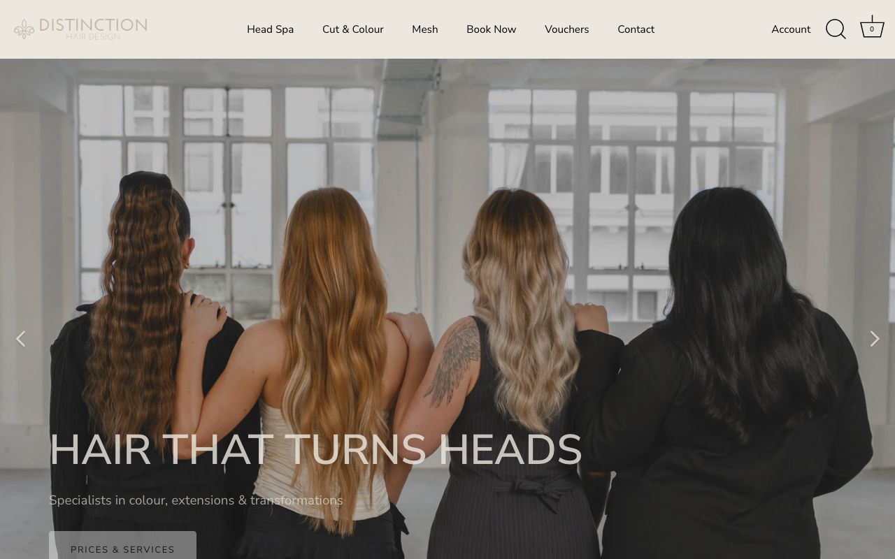 Preview of Distinction Hair Design's website