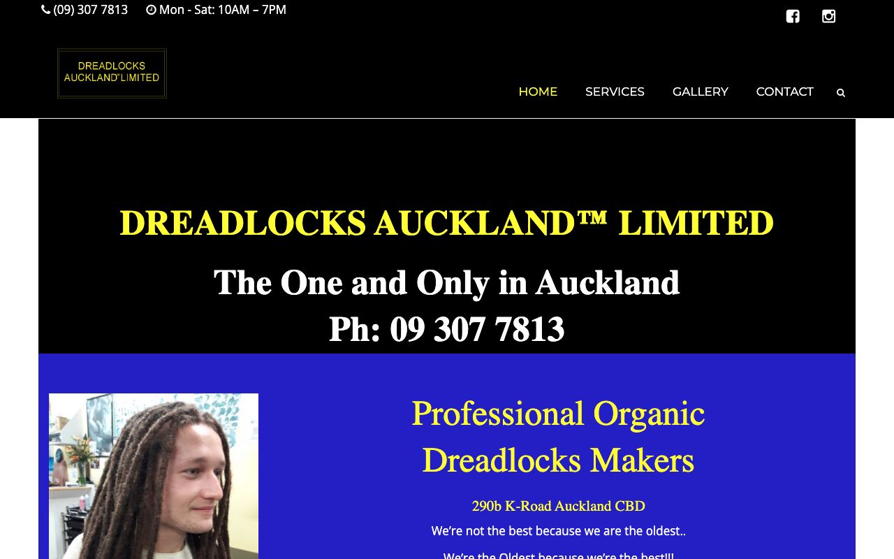 Preview of Dreadlocks Auckland's website