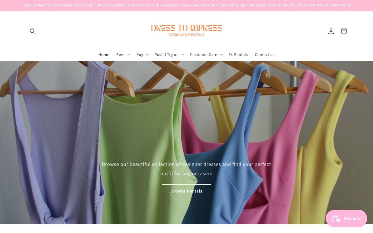 Preview of Dress to Impress Rentals's website
