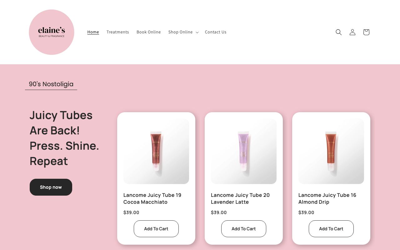 Preview of Elaines on Emerson's website