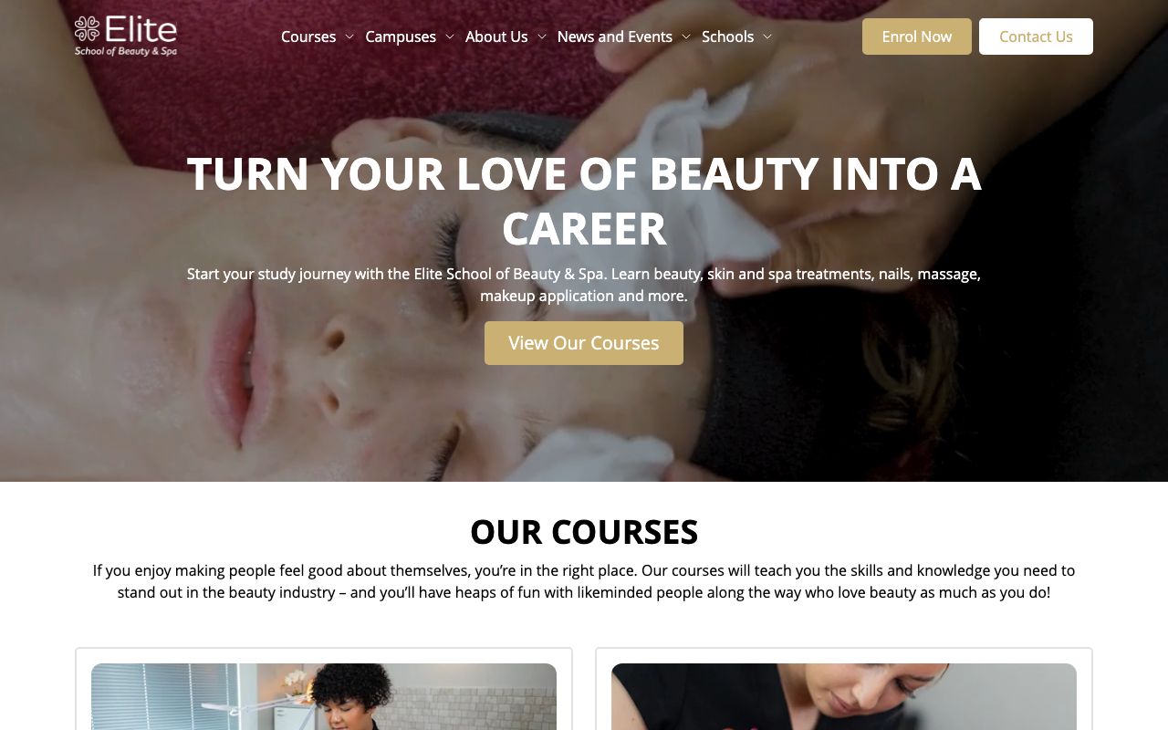 Preview of Elite International School of Beauty & Spa Therapies's website