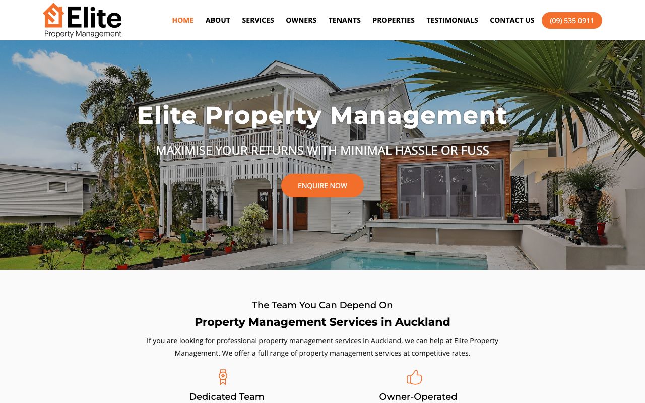 Preview of Elite - property management's website
