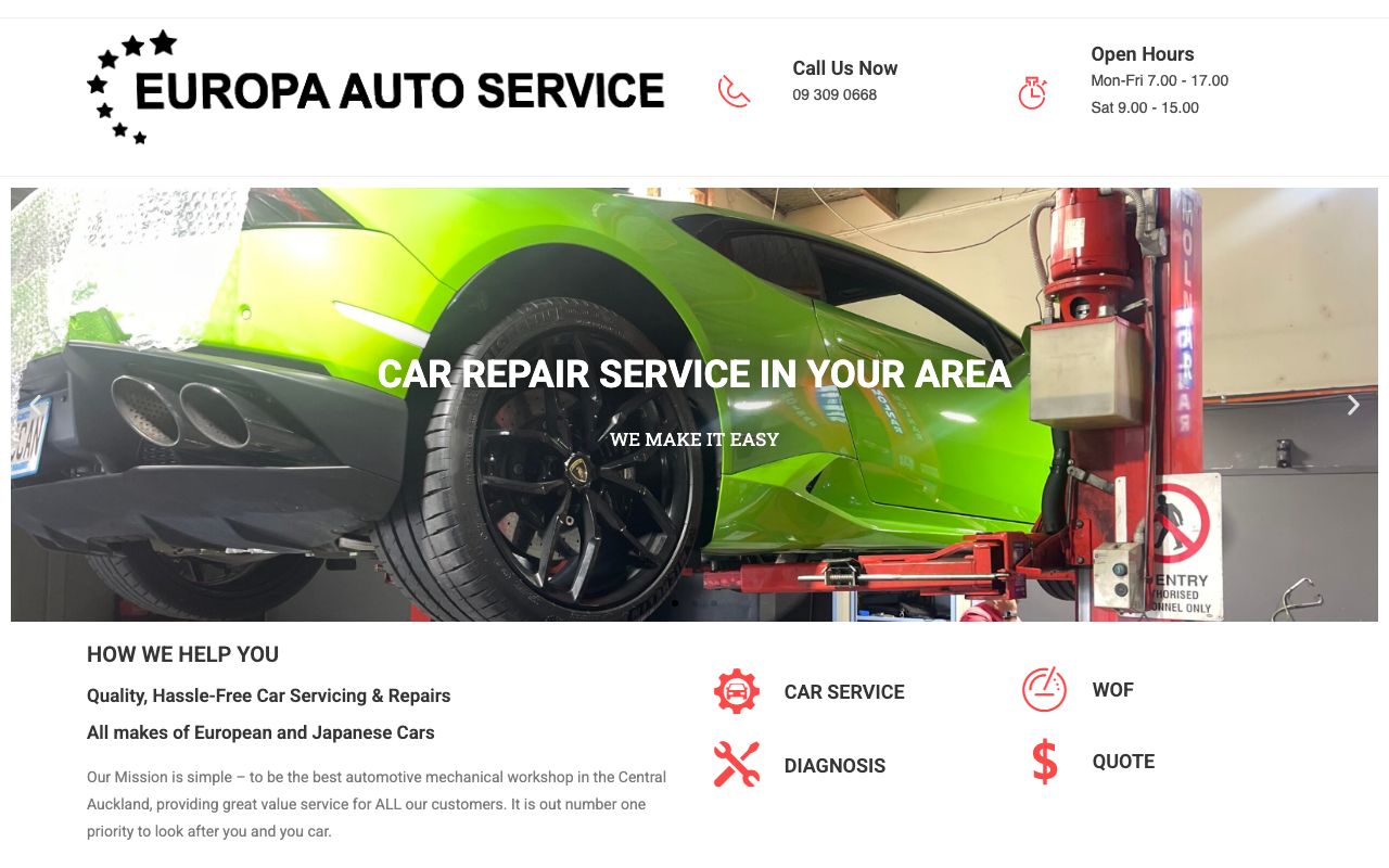 Preview of Europa Auto Service's website