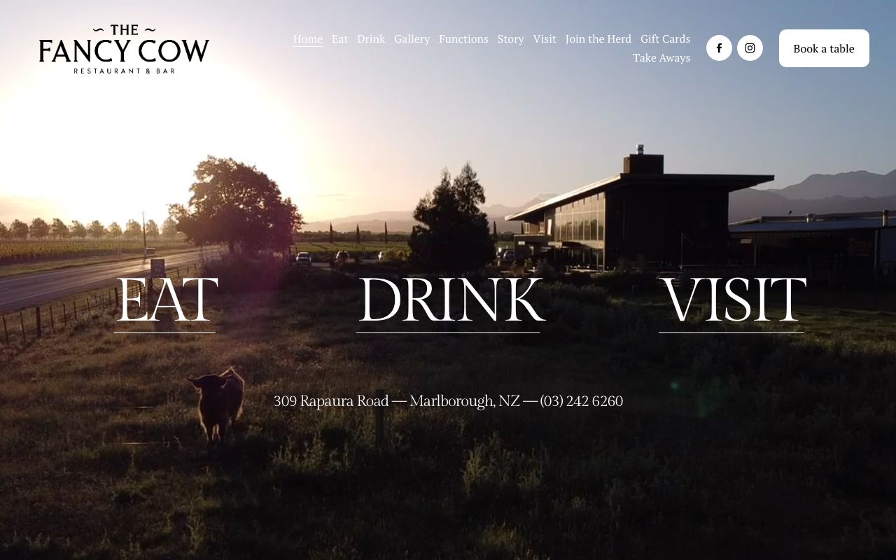 Preview of Fancy Cow's website