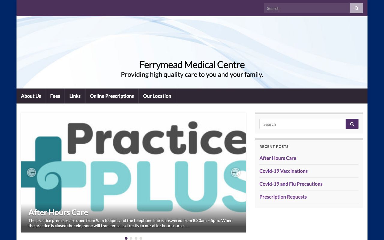Preview of Ferrymead Medical Centre's website