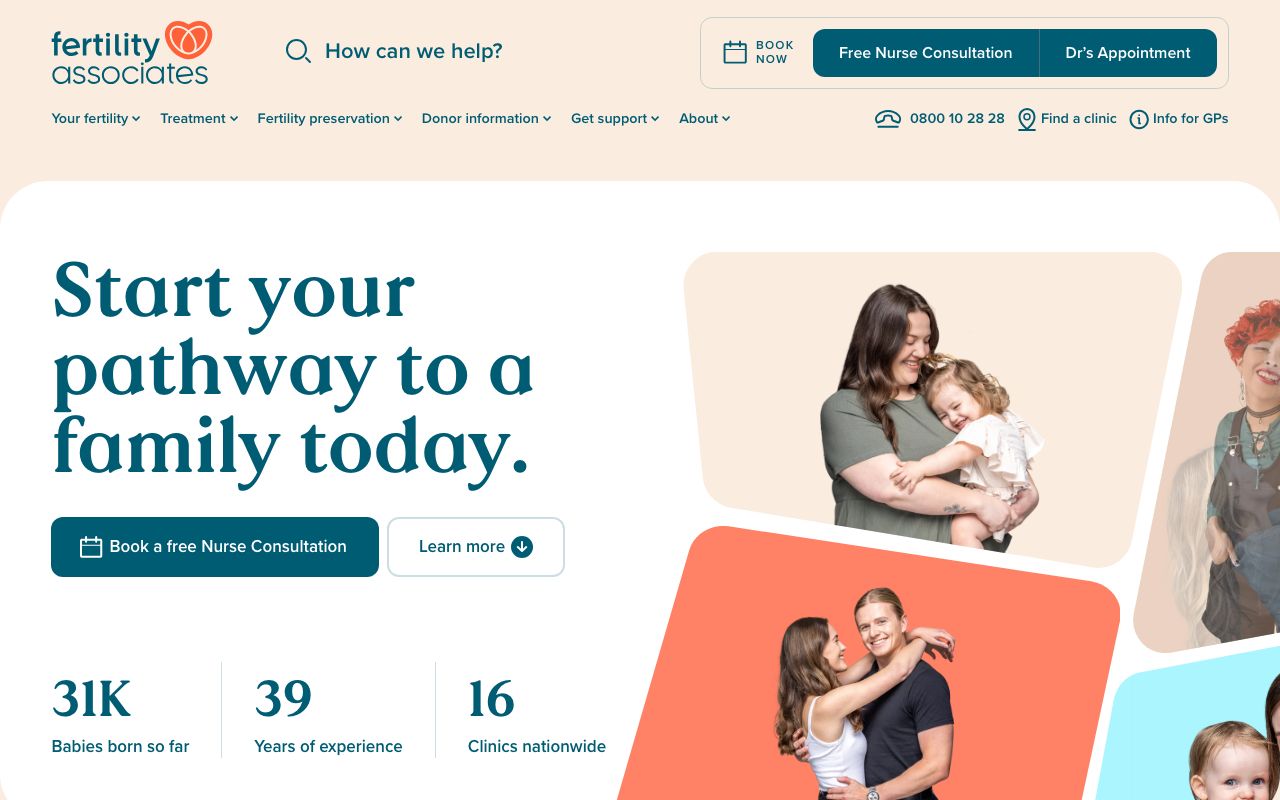 Preview of Fertility Associates's website