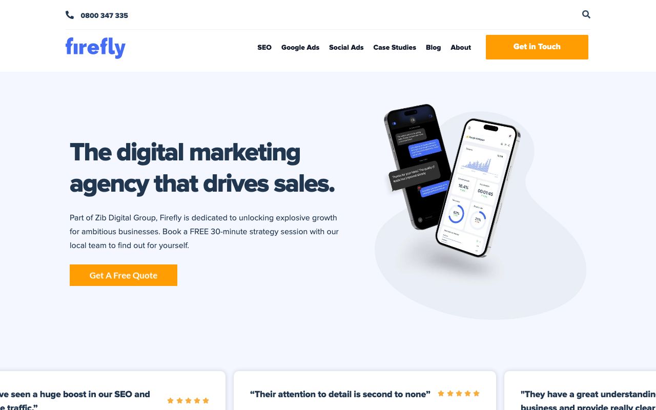 Preview of Firefly Digital's website