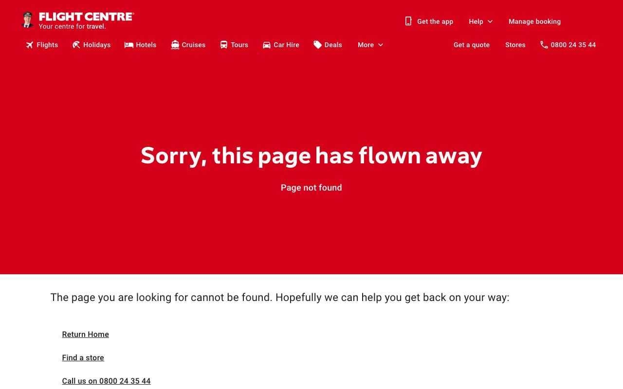 Preview of Flight Centre's website