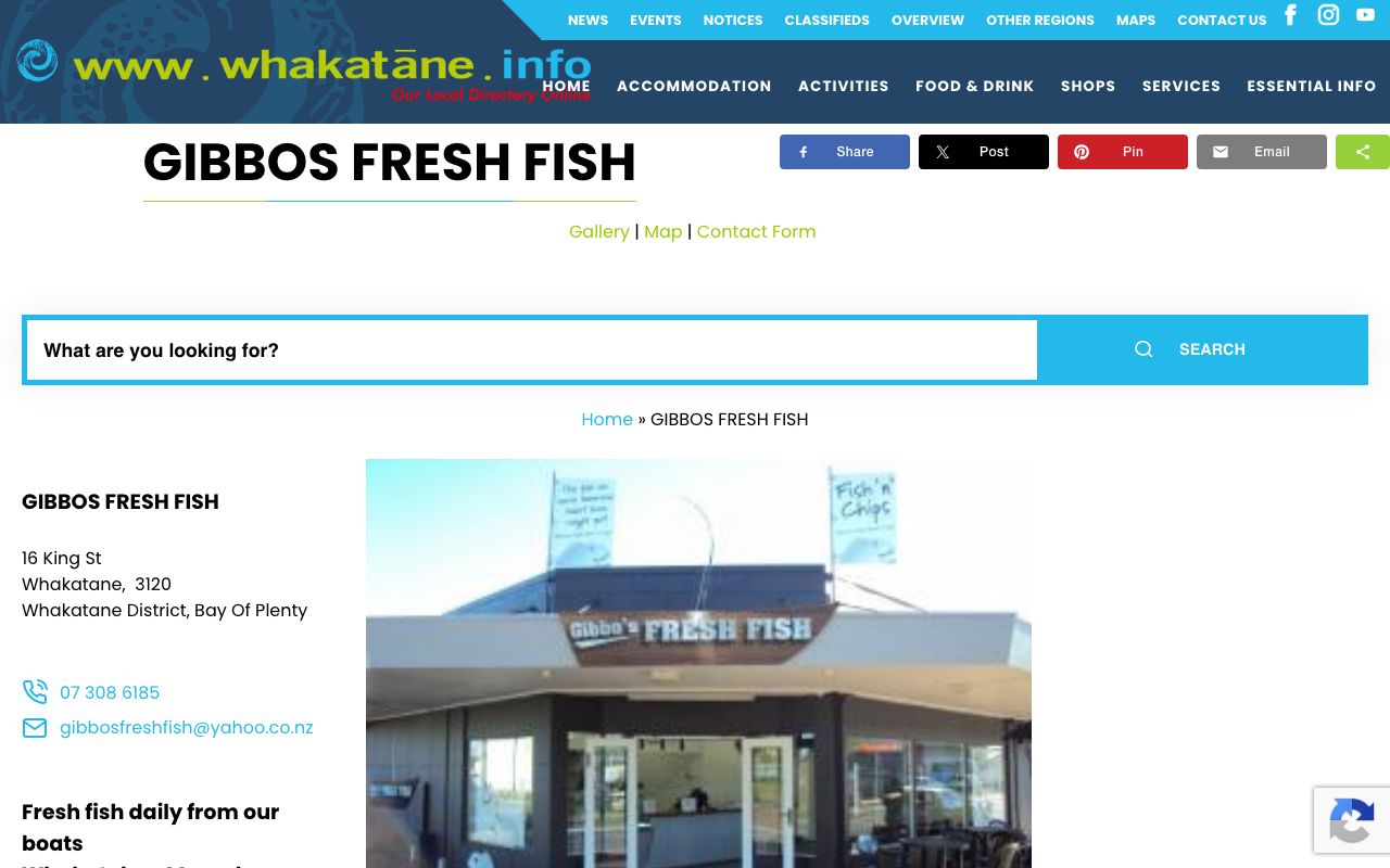 Preview of Gibbo's Fresh Fish's website