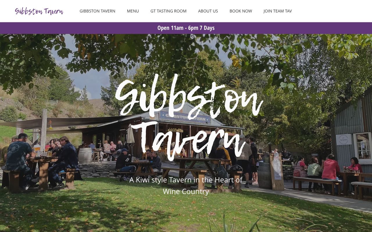 Preview of Gibbston Tavern's website