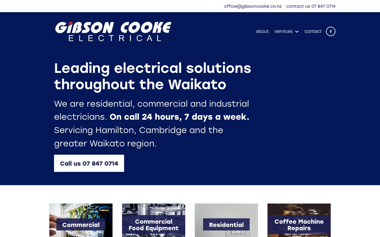 Preview of Gibson Cooke Electrical's website