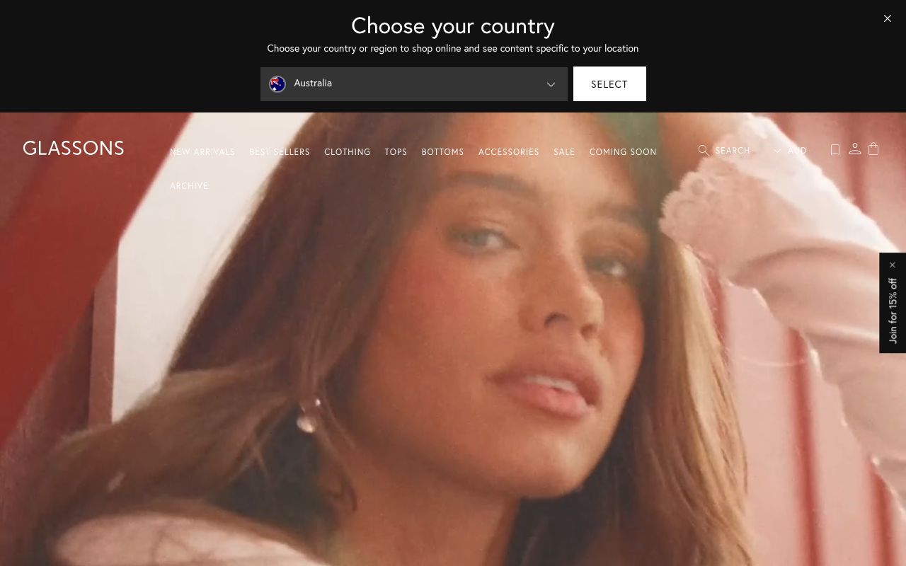 Preview of Glassons's website