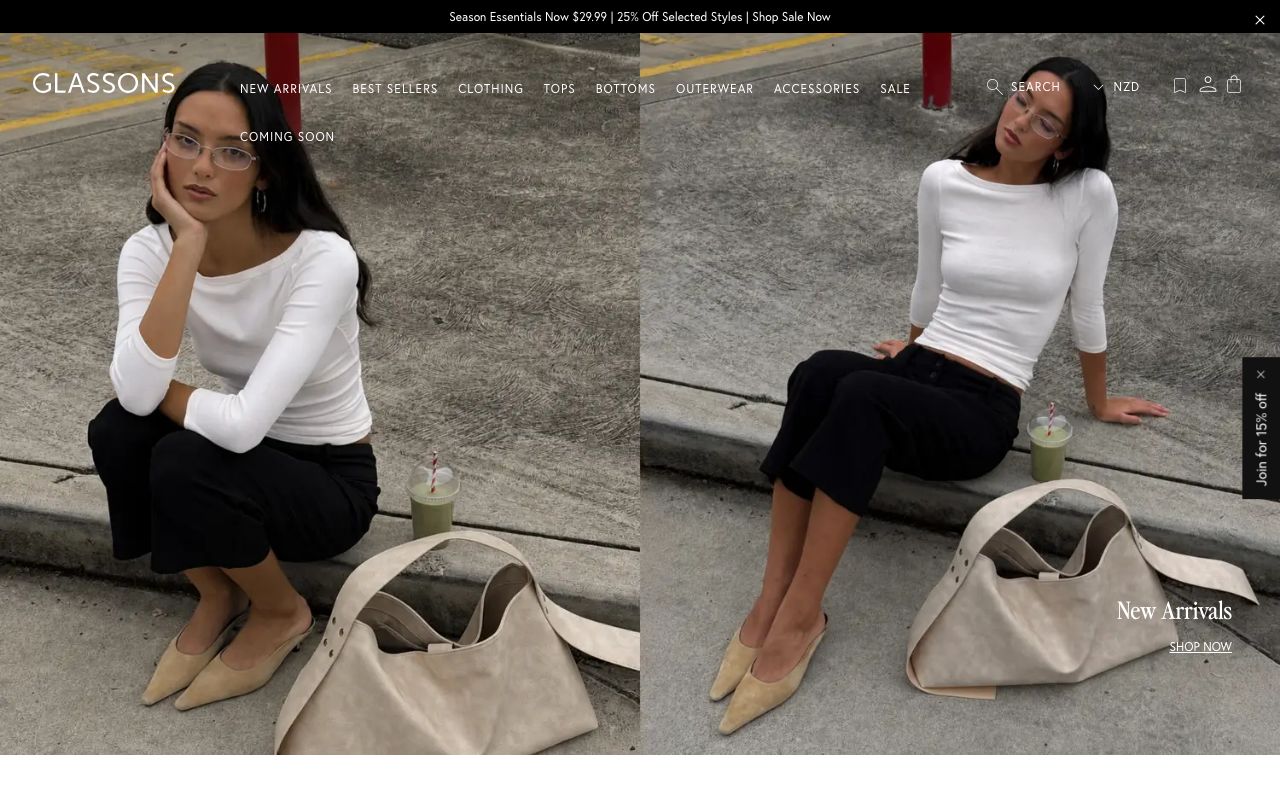 Preview of Glassons's website