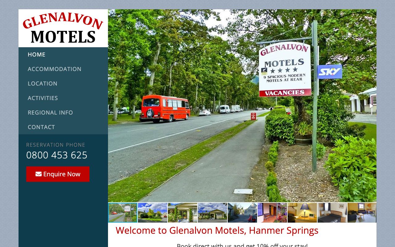 Preview of Glenalvon Motels's website