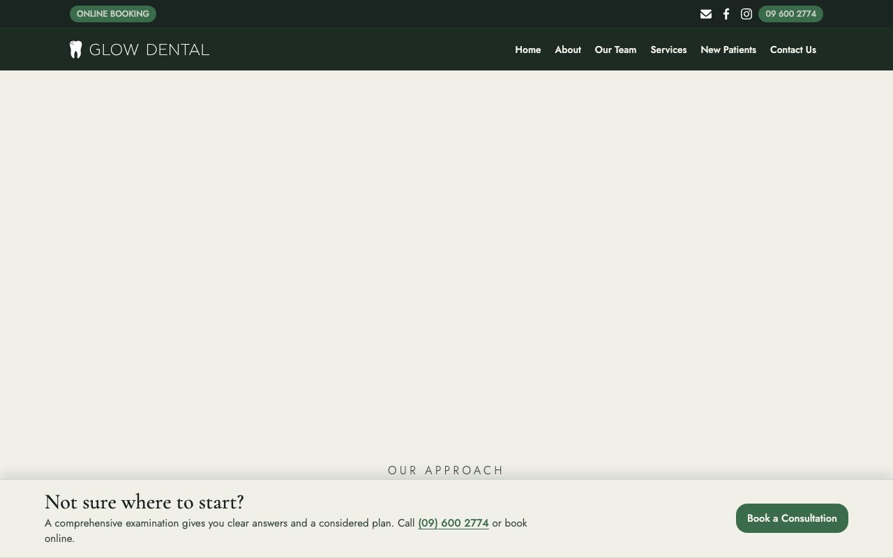 Preview of Glow Dental's website