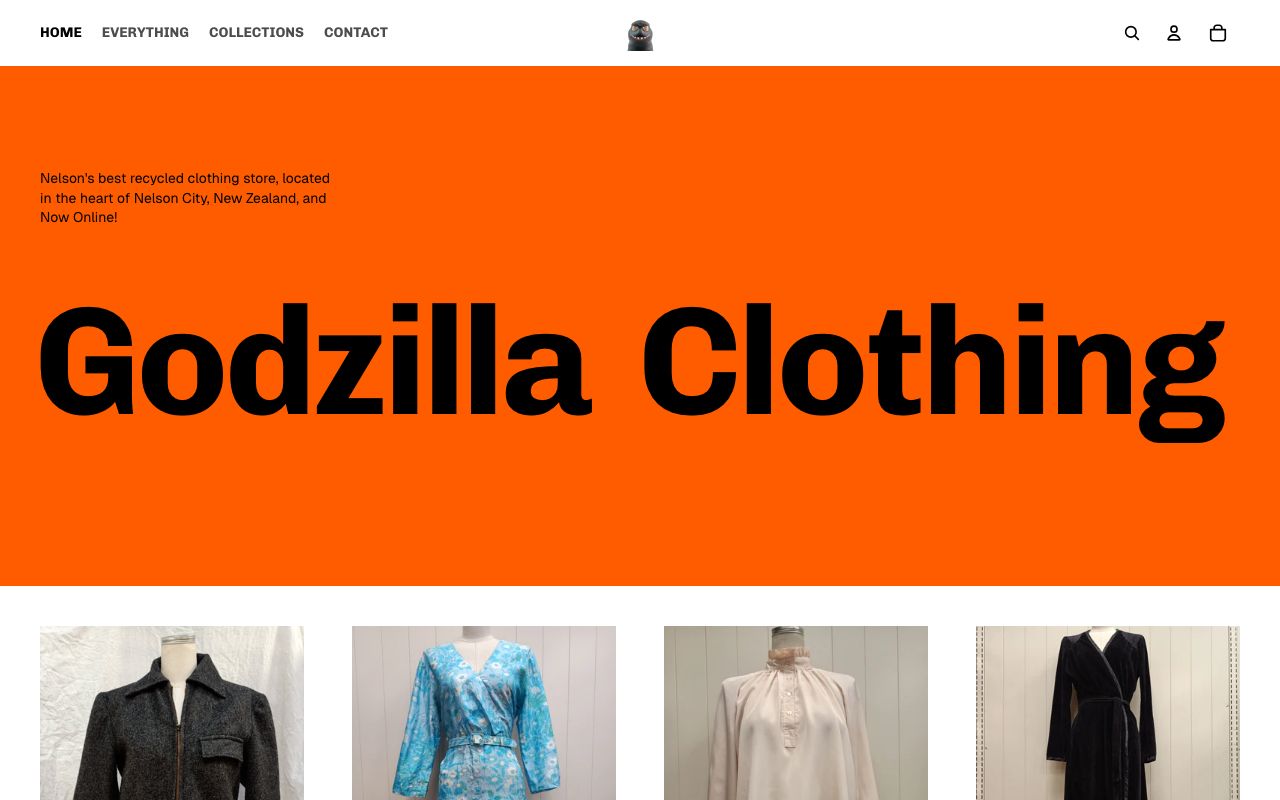 Preview of Godzilla Recycled Clothing & Cafe's website