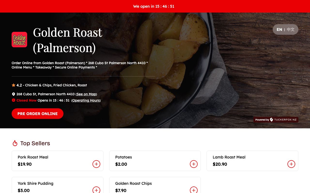 Preview of Golden Roast's website
