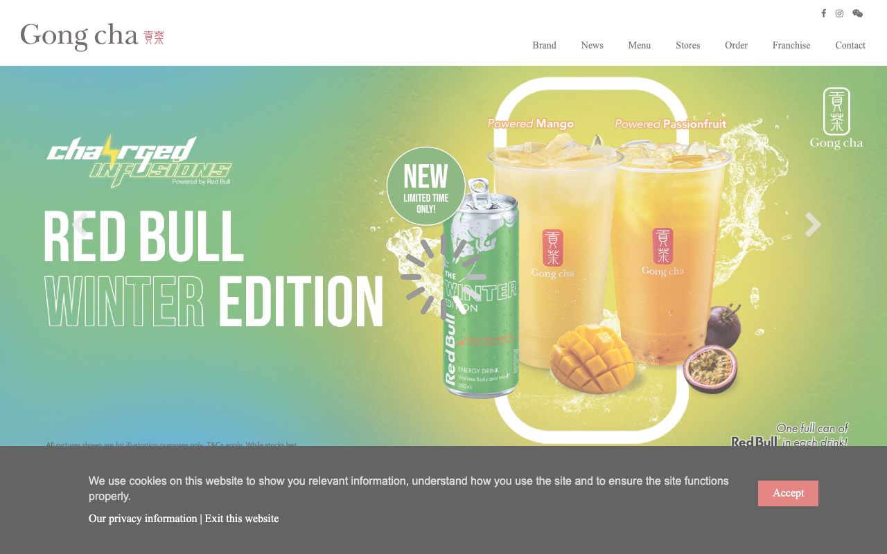 Preview of Gong Cha's website