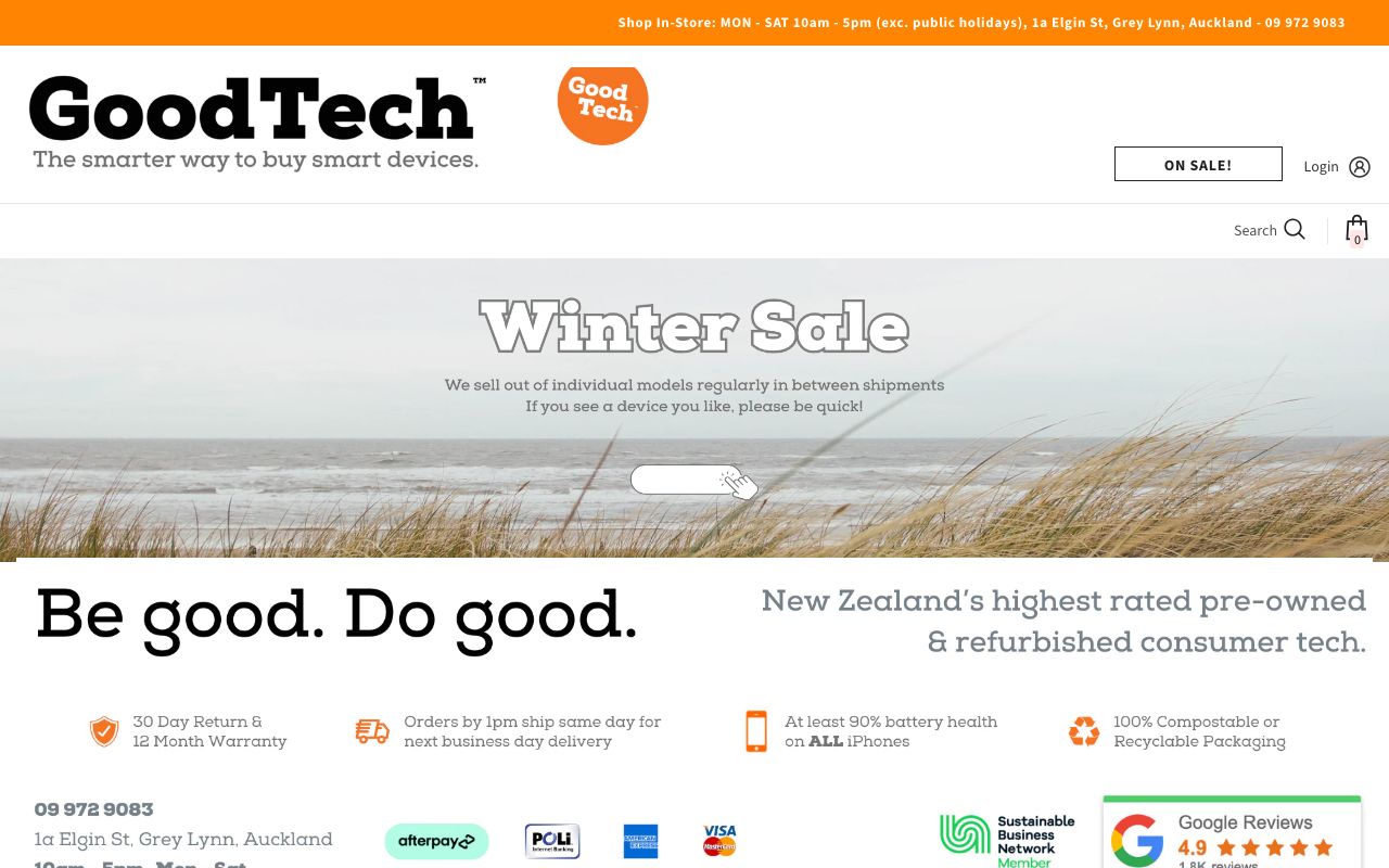 Preview of GoodTech's website