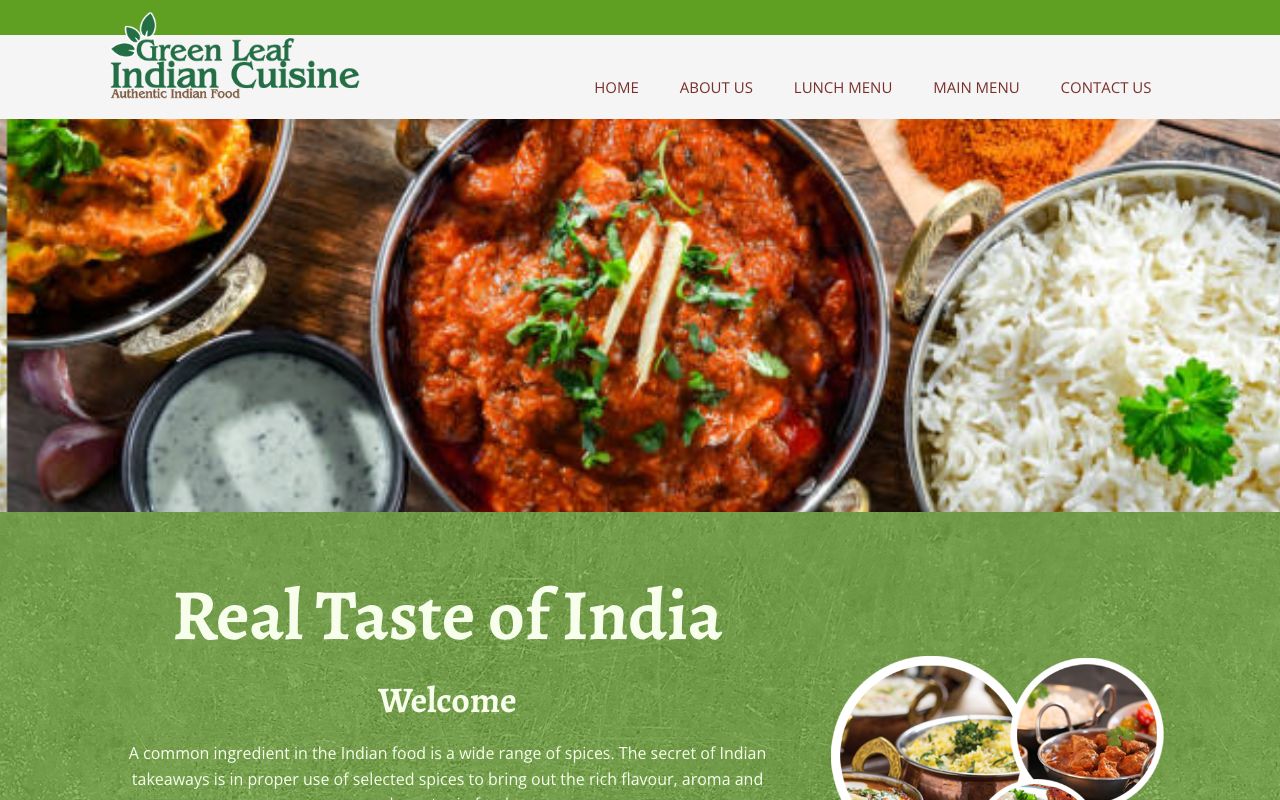 Preview of Green Leaf Indian Takeaways's website