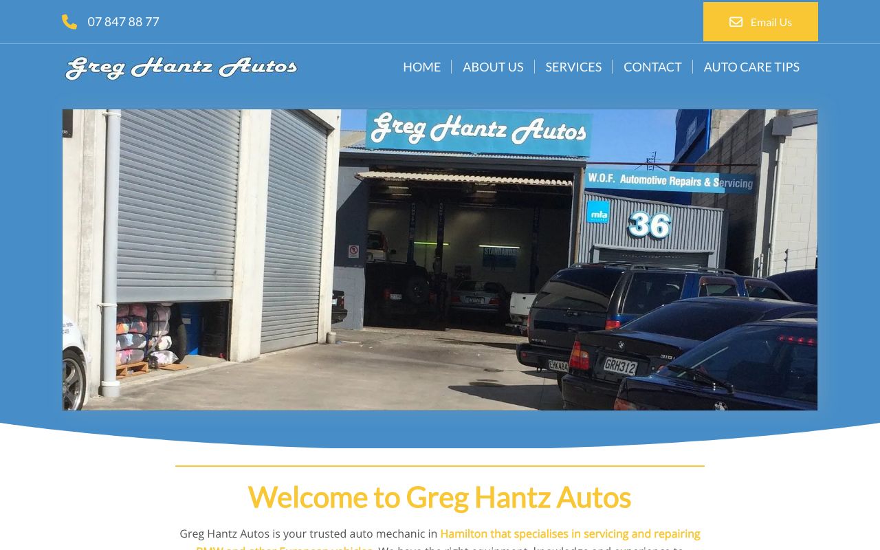Preview of Greg Hantz Autos's website